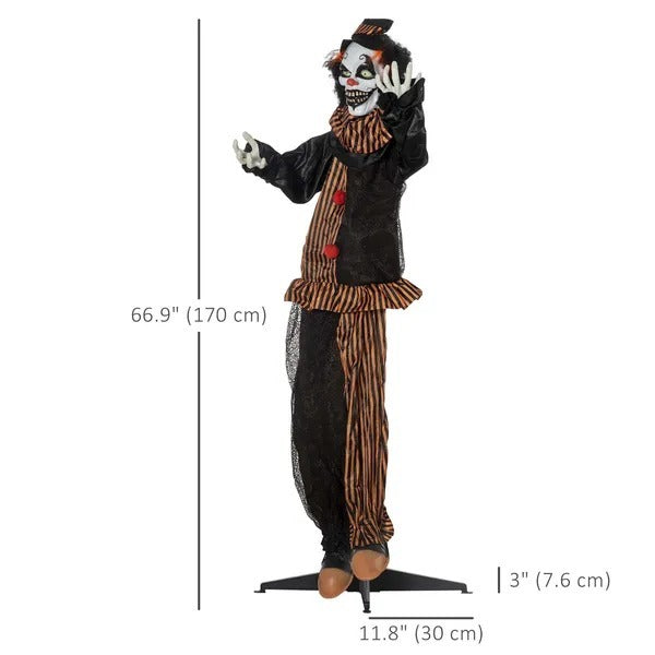 5.6' Life Size Clown Outdoor Halloween Decoration Animatronic, Animated Prop W Light Up Eyes EX-STOCK Canada