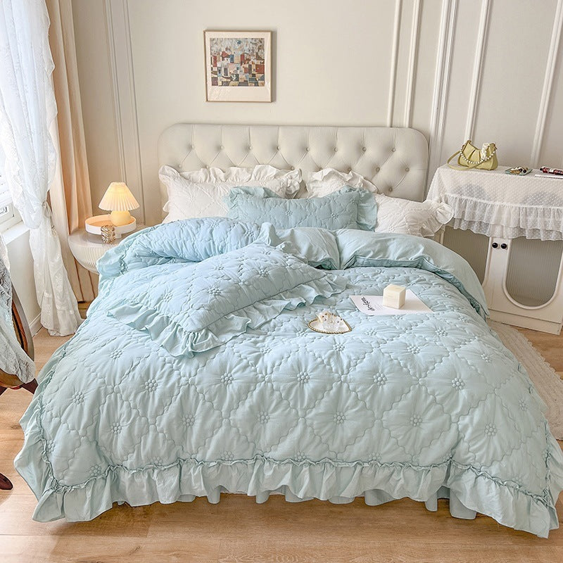 Washed Cotton Four-piece Set Girlish Heart Duvet Cover EX-STOCK Canada