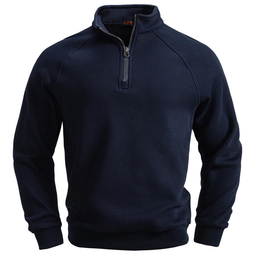 European And American Half Zipper Sweater Stand-up Collar All-match Fleece Men's Sweater Top EX-STOCK Canada