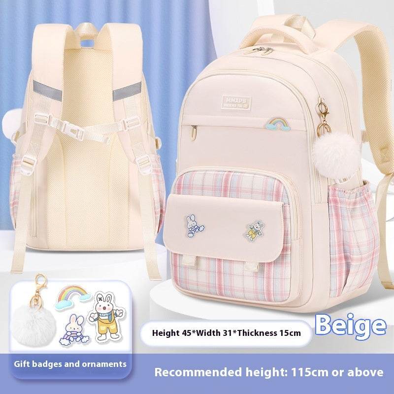 Primary School Student Schoolbag Girls' Plaid Backpack - EX-STOCK Canada