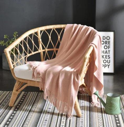 Fringed Knitted Small Blanket Napping Blanket Sofa Blanket EX-STOCK Canada