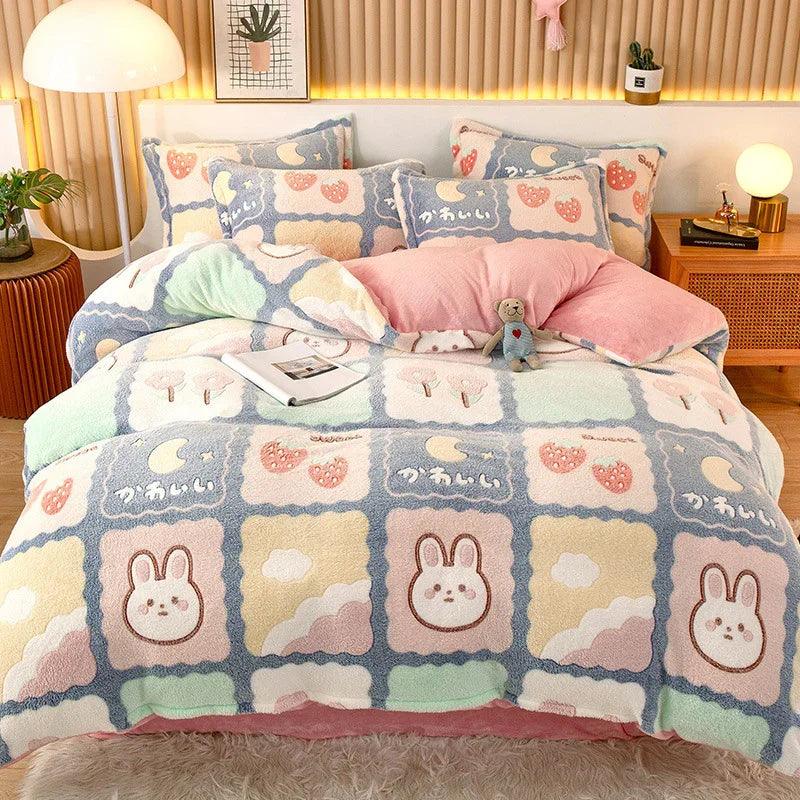 Coral Fleece Duvet Cover Sheet Flannel Pillowcase EX-STOCK Canada