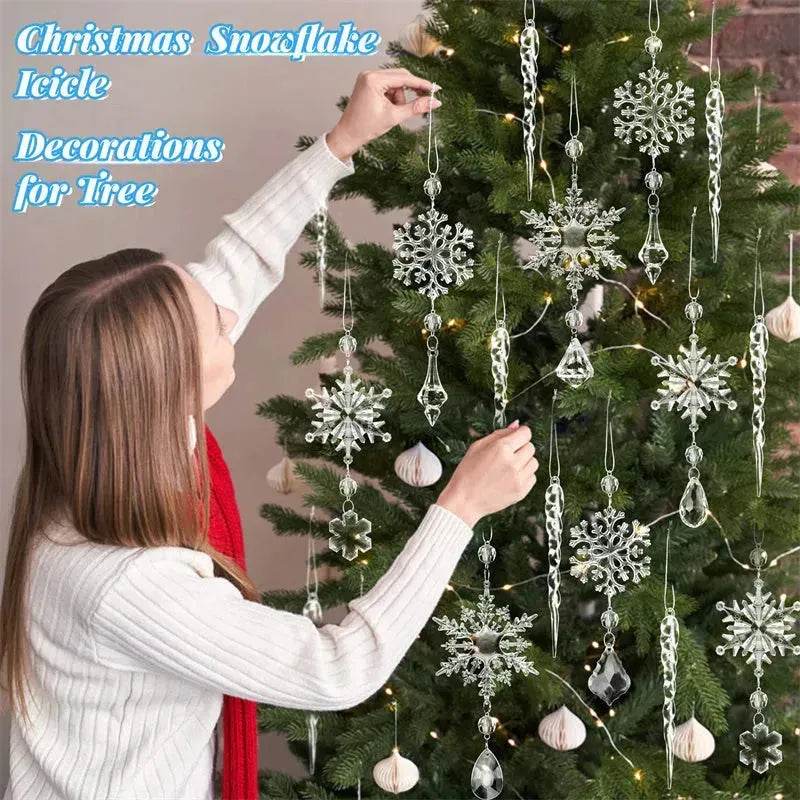 10pcs Christmas Tree Hanging Pendants Acrylic Ice Strip Snow Ceiling Xmas Ornaments New Year Christmas Decoration Home Decor - EX-STOCK Canada