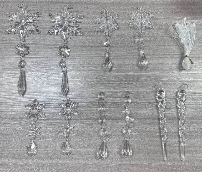 10pcs Christmas Tree Hanging Pendants Acrylic Ice Strip Snow Ceiling Xmas Ornaments New Year Christmas Decoration Home Decor - EX-STOCK Canada