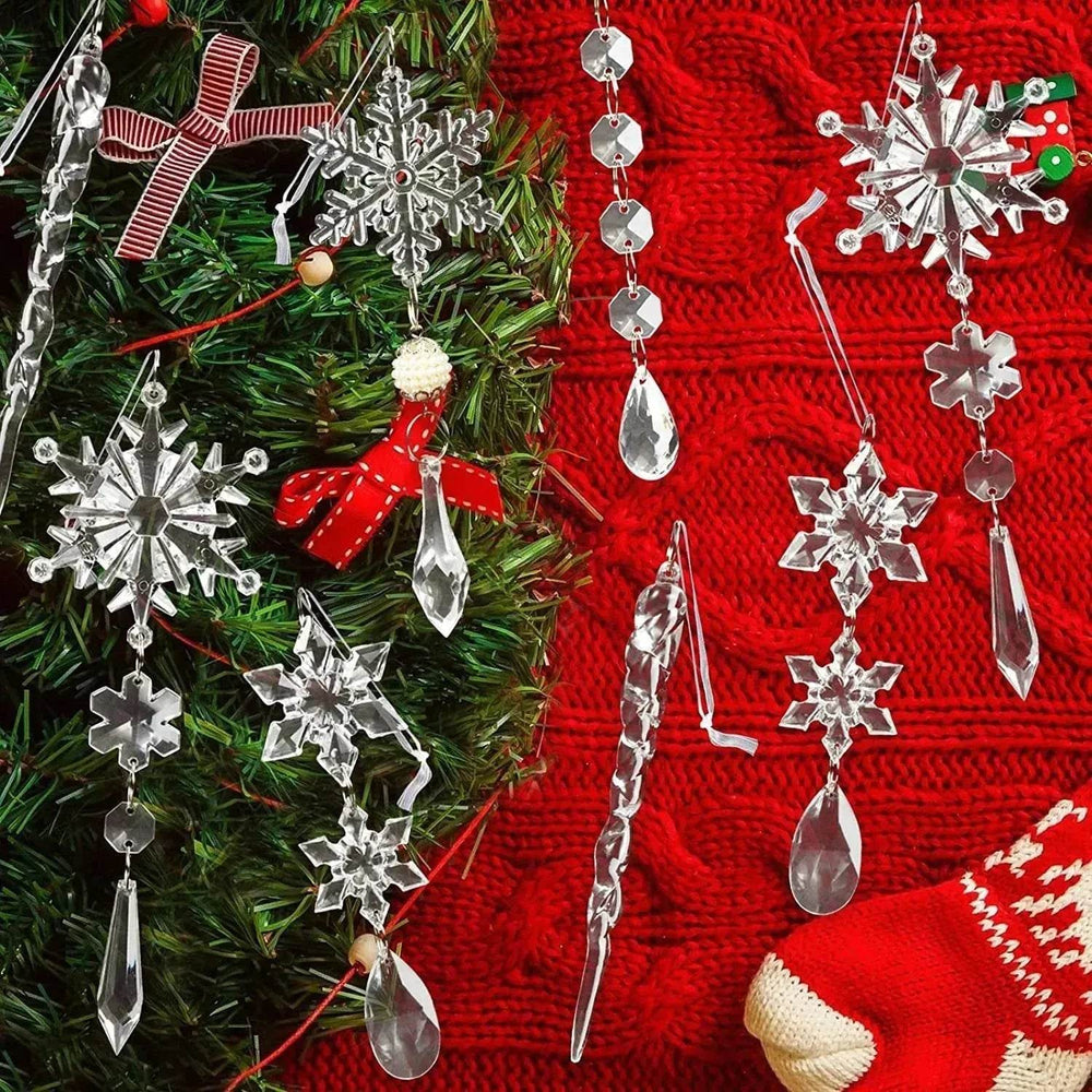 10pcs Christmas Tree Hanging Pendants Acrylic Ice Strip Snow Ceiling Xmas Ornaments New Year Christmas Decoration Home Decor - EX-STOCK Canada