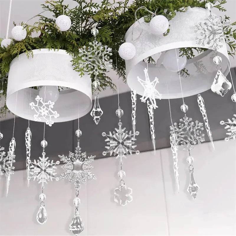 10pcs Christmas Tree Hanging Pendants Acrylic Ice Strip Snow Ceiling Xmas Ornaments New Year Christmas Decoration Home Decor - EX-STOCK Canada