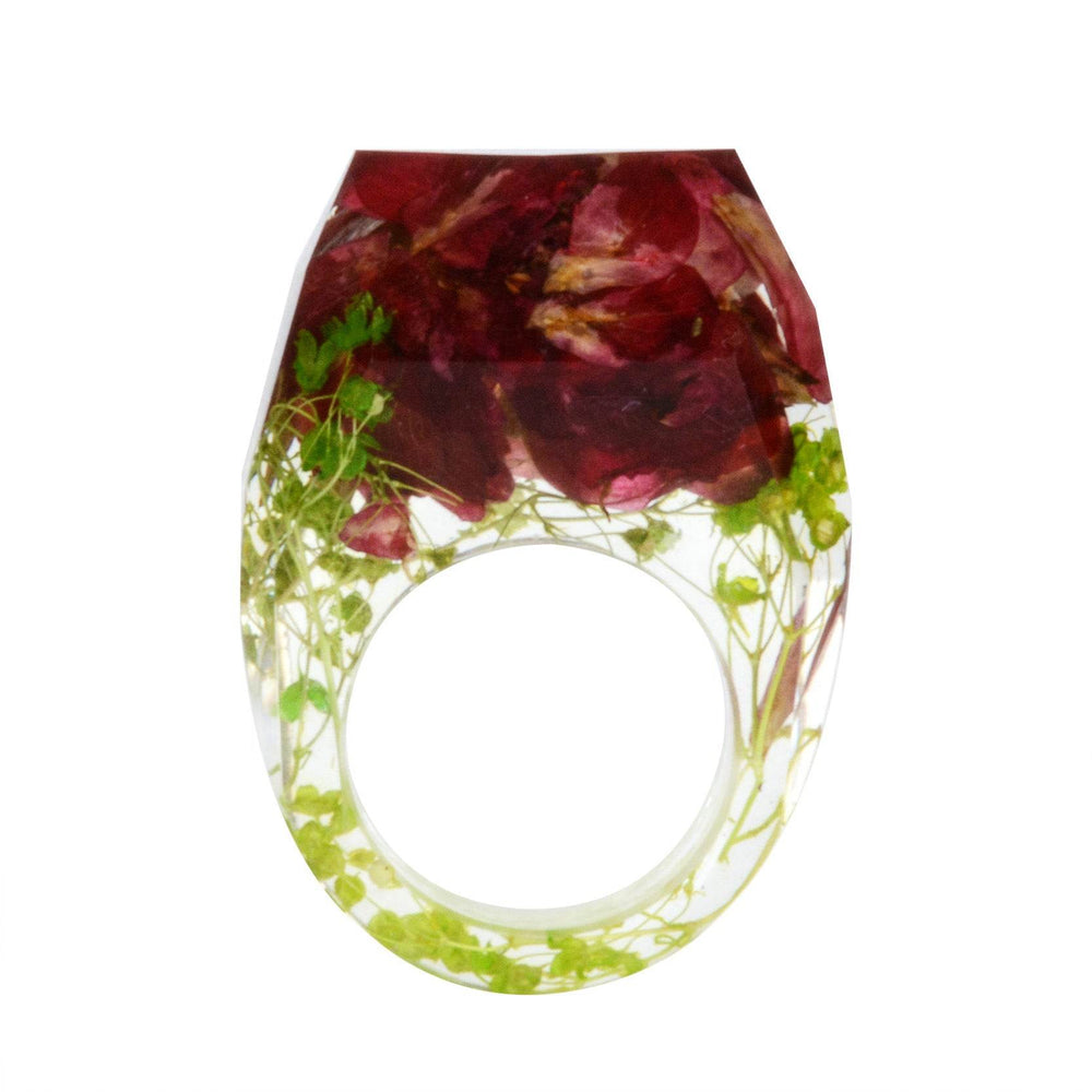 Dried Flower Resin Forest Handmade Dried Flower Epoxy Ring - EX-STOCK Canada