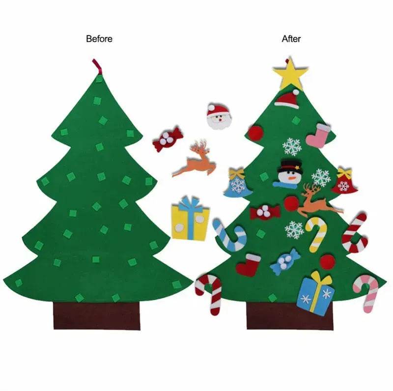 DIY Felt Christmas Tree New Year Toddler Kids Handmade Gift Toys Door Wall Hanging Ornaments Holiday Party Home Decor Set - EX-STOCK Canada