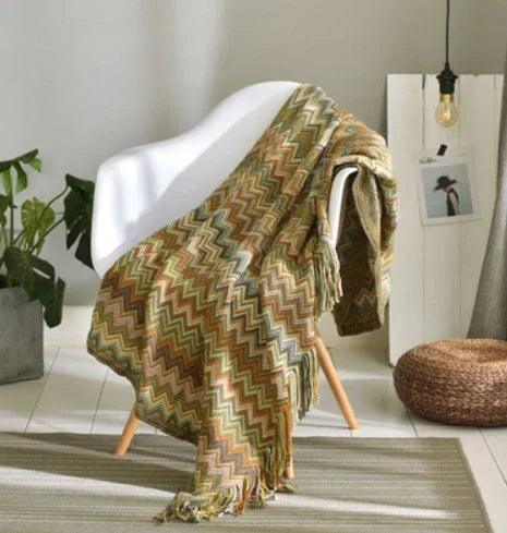 Fringed Knitted Small Blanket Napping Blanket Sofa Blanket EX-STOCK Canada