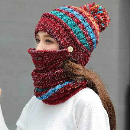 Fall Winter knitted Woolen Balaclava Beanie hat for women - EX-STOCK Canada