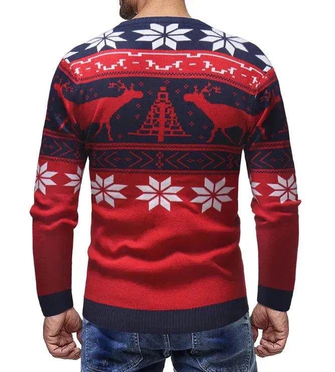 Christmas fawn deer Knit Cashmere sweater for men - EX-STOCK Canada