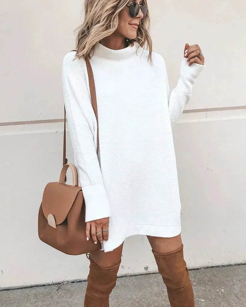 Oversized Mini Turtleneck Pullover Dress - EX-STOCK Canada