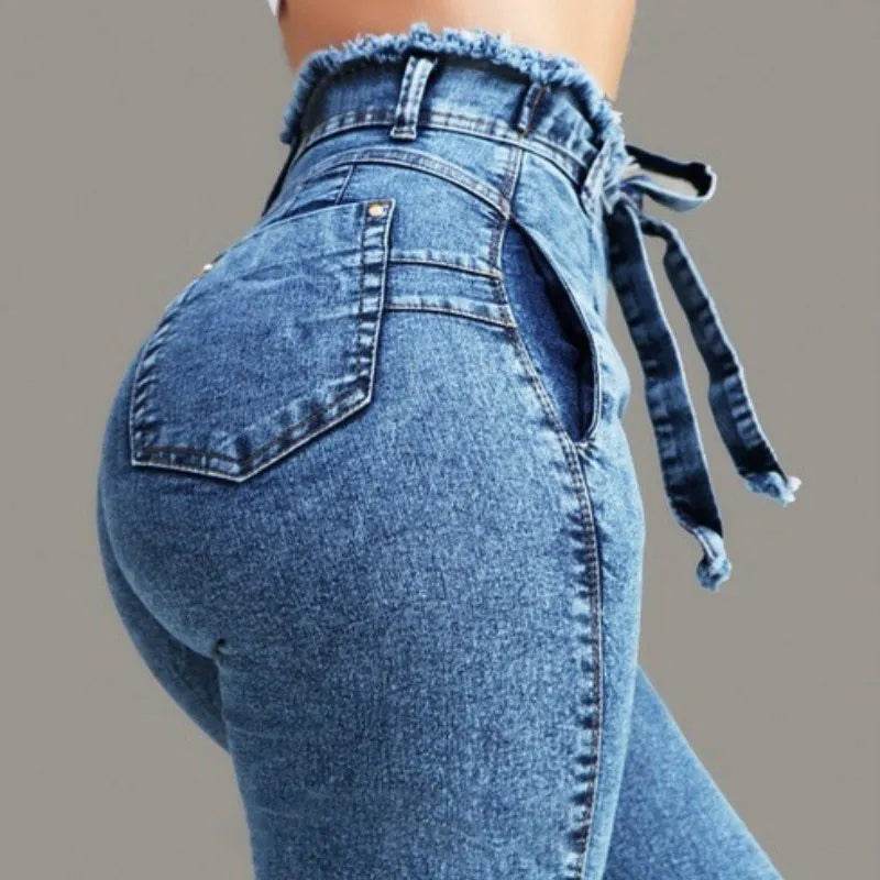 High Waist Fringed jeans Bootcut Pant Women - EX-STOCK Canada