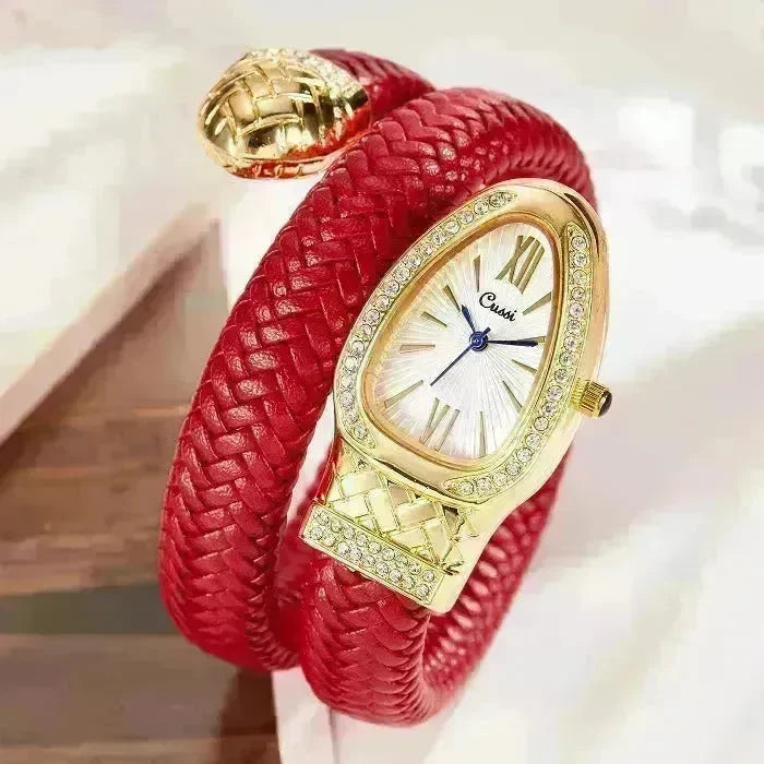 Snake Watch Fashion Quartz Watch Diamond Leather Strap - EX-STOCK CANADA