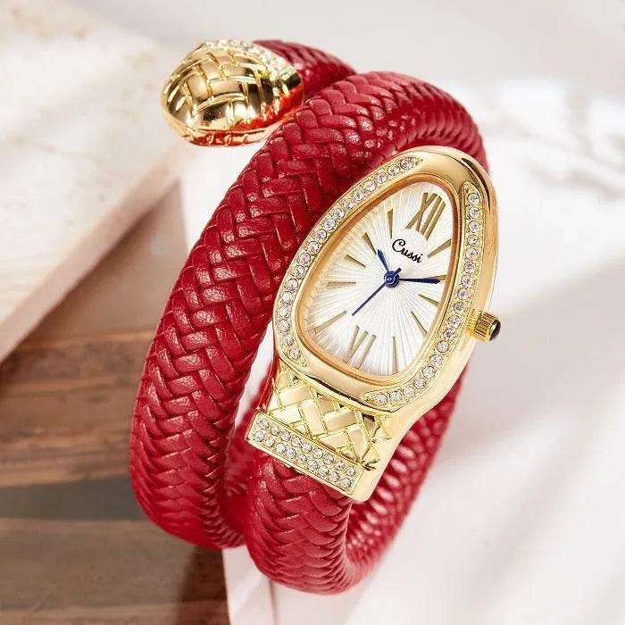 Snake Watch Fashion, Quartz Watch With Diamond Leather Strap - EX-STOCK Canada