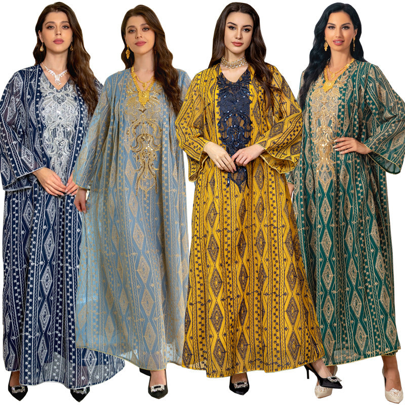 Muslim Saudi Dubai Evening Gown Embroidered Robe - EX-STOCK Canada