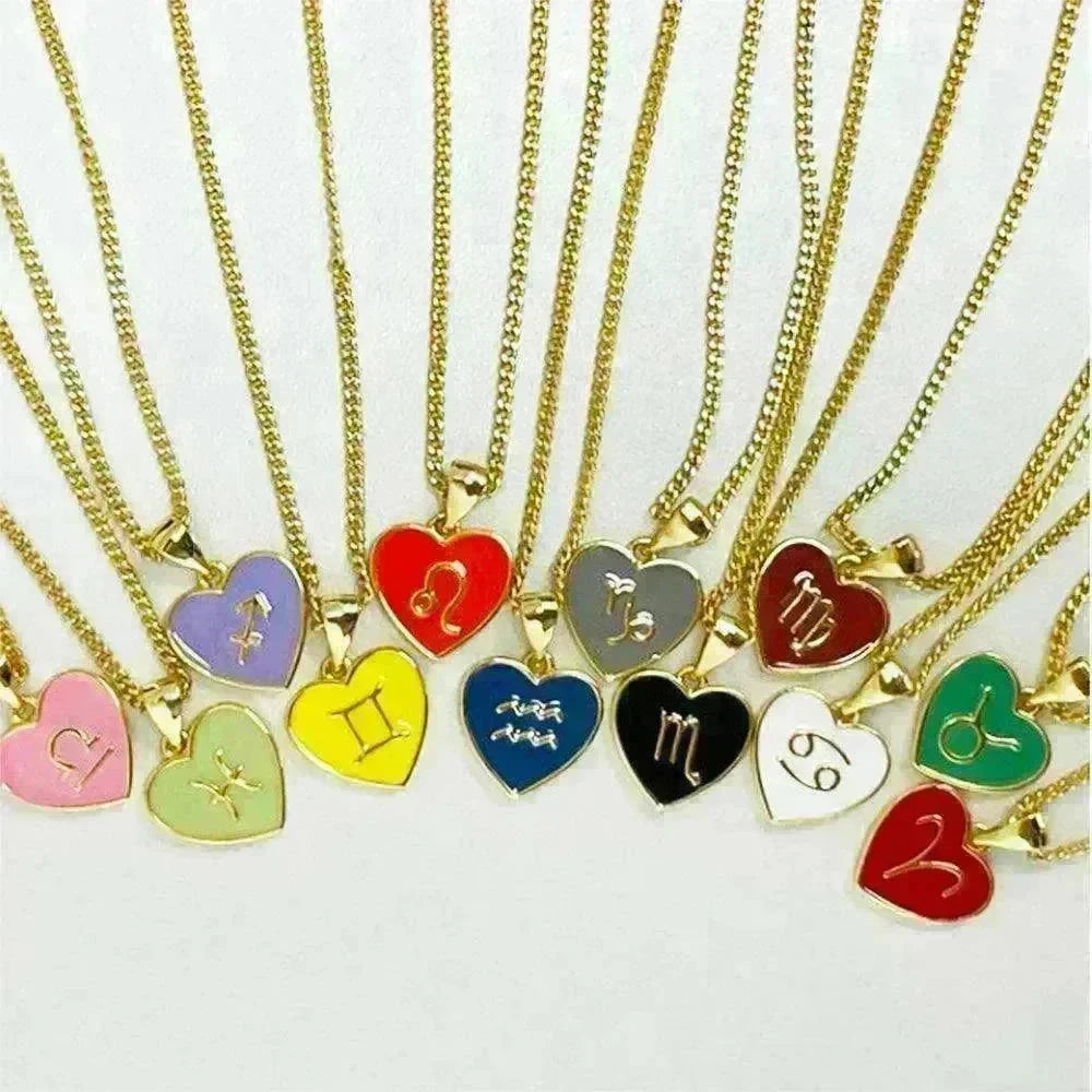 12 Constellation Women's Personalized Heart shaped Clavicle Chain Fashion Necklaces - EX-STOCK CANADA