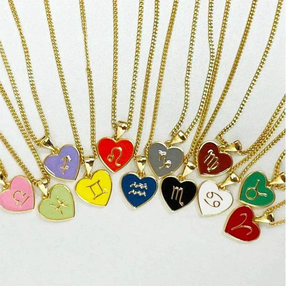 12 Constellation Women's Personalized Heart shaped Clavicle Chain Fashion Necklaces - EX-STOCK Canada