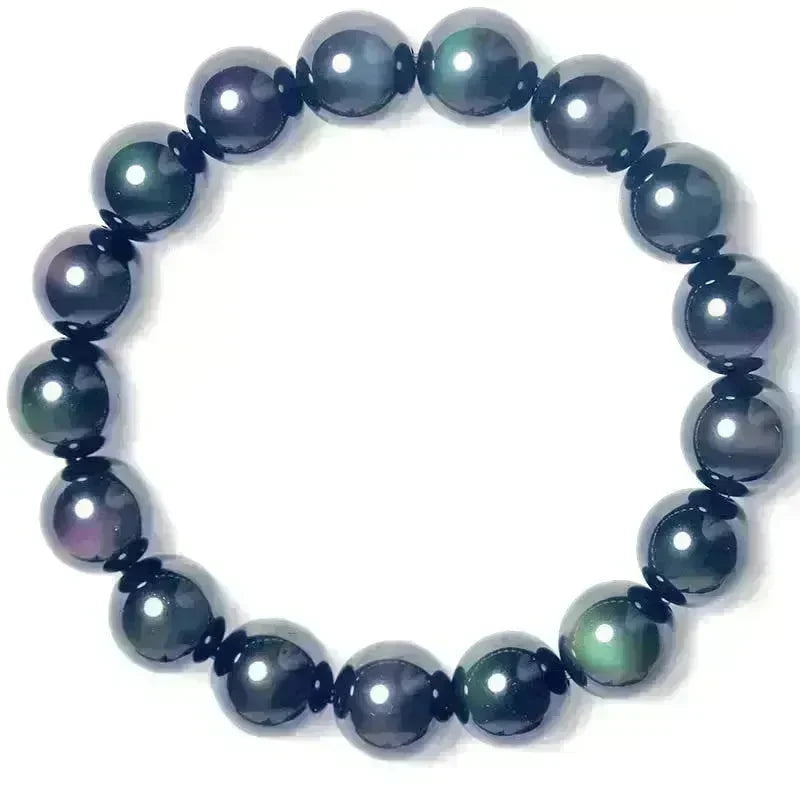 Rainbow Purple Green Eye Obsidian Bracelet - EX-STOCK CANADA
