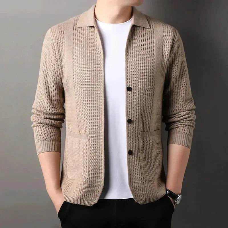 Slim fit Knitted Cardigan sweater For Young Men Workwear for fall Winter - EX-STOCK Canada