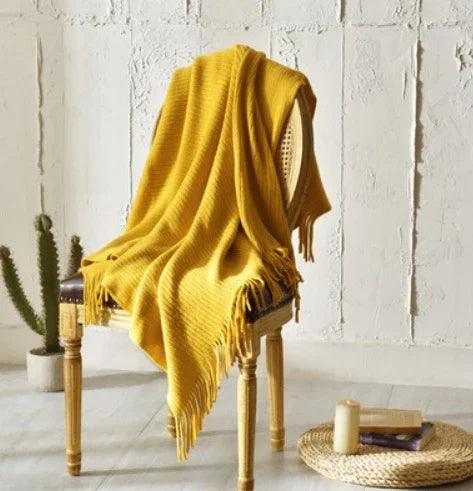 Fringed Knitted Small Blanket Napping Blanket Sofa Blanket EX-STOCK Canada