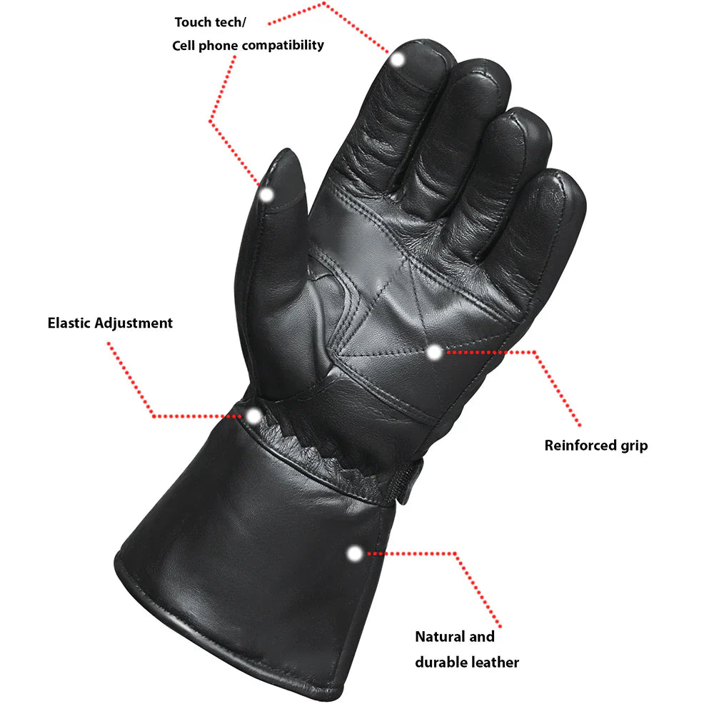 Open Road Men's Leather Motorcycle Gloves w/ Rain Cover EX-STOCK Canada