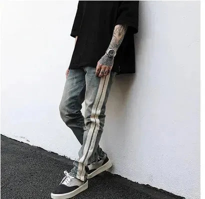 Distressed Retro Denim Jeans Pant Men - EX-STOCK CANADA