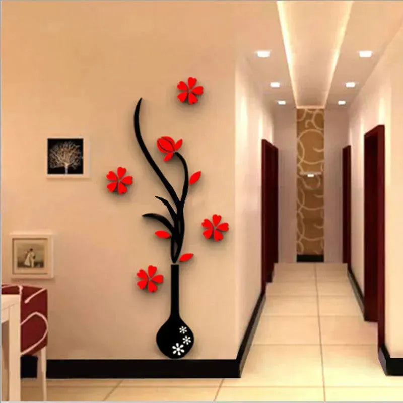Creative vase acrylic 3D wall sticker Home Wall Decals - EX-STOCK CANADA