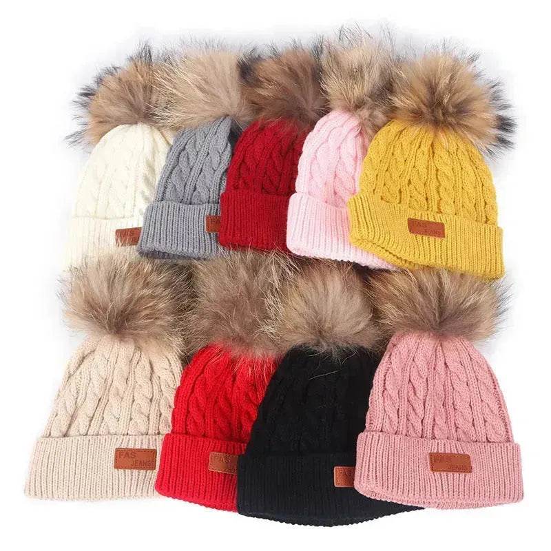 Children Winter Hat kids beanies Kids winter hat baby boy and girl warm woolen beanies faux fur beanies - EX-STOCK Canada
