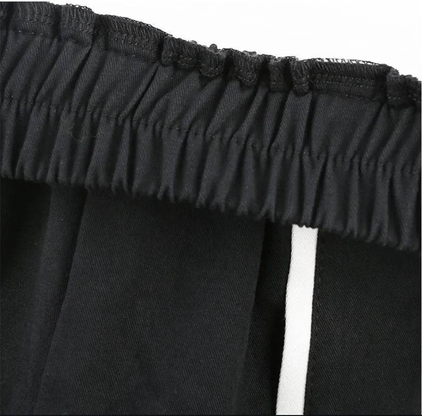 White Stripe Cargo Pants Women Trousers Pockets Patchwork Contrast Color High Waist Pants Hip Hop Capris - EX-STOCK Canada