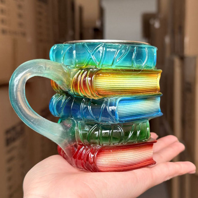 Painted Book Coffee Cup Unique Book Stacking Coffee Cup EX-STOCK Canada
