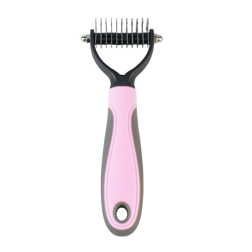 Pet Dematting Comb – Stainless Steel Knot Remover for Dogs & Cats | Pink