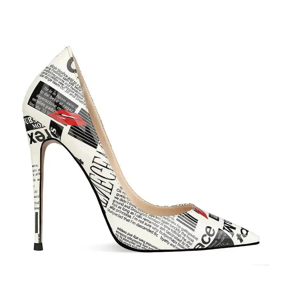 Women's Pointed Toe Stiletto Heels Catwalk Show Shoes 12cm Graffiti Fashion High Heels Women - EX-STOCK Canada
