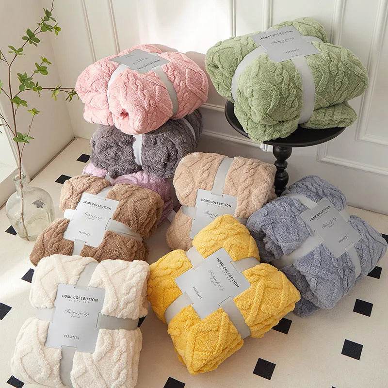 Single-layer Double-sided Tower Velvet Sofa Cover Soft Winter Blanket - EX-STOCK Canada