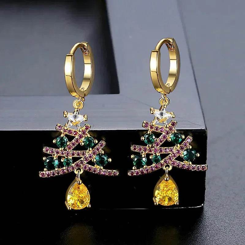New Christmas Tree Earrings With Colorful Rhinestones Fashion Personality Shining Earrings Gift For Women Jewelry - EX-STOCK Canada