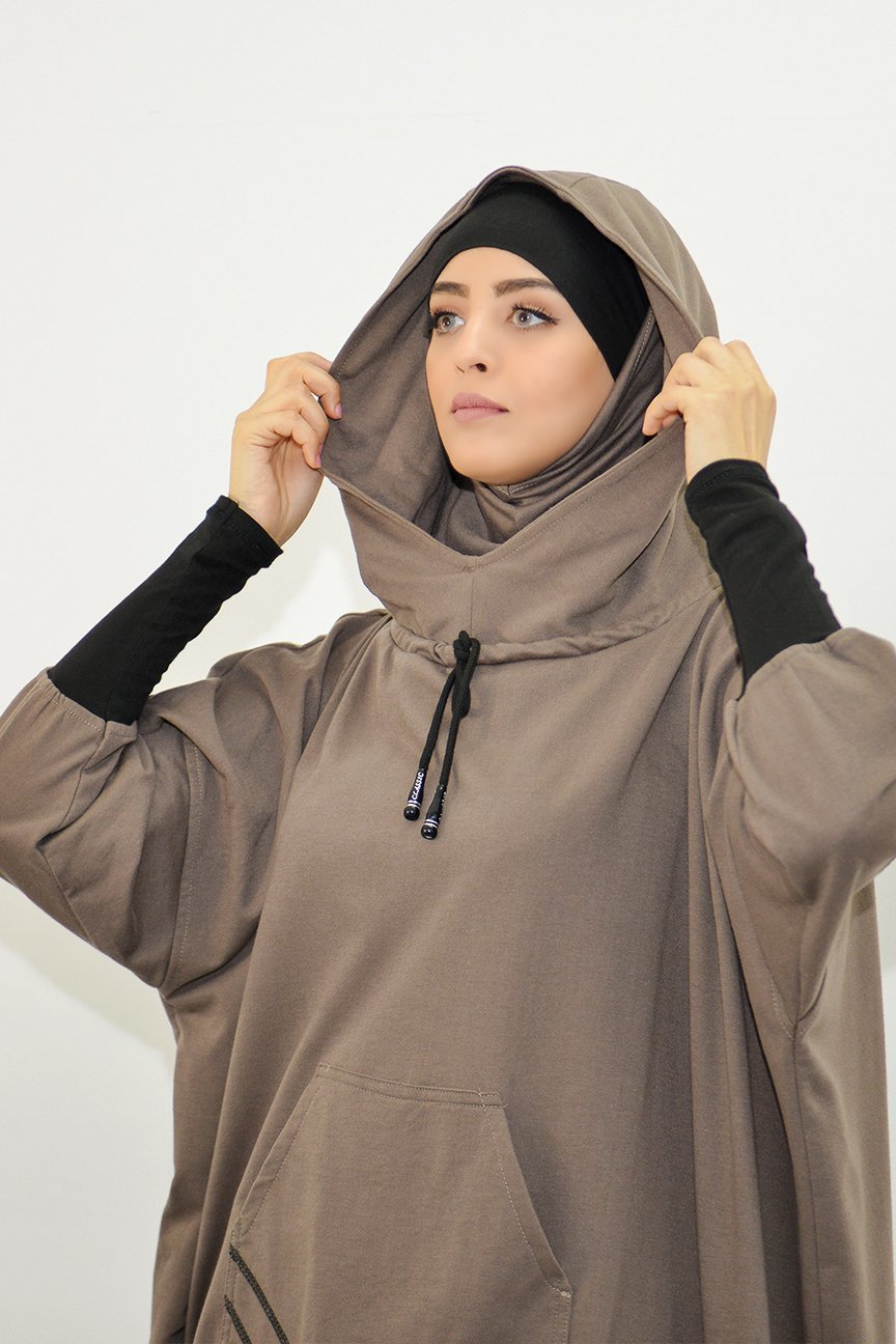 Ensemble de sport deux pièces arabe du Moyen-Orient avec capuche, cordon et poche, couleur unie - EX-STOCK Canada