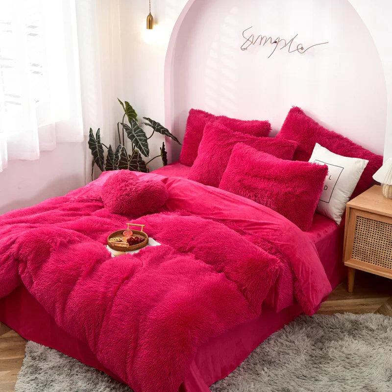 Mink Velvet Four Piece Set Long Plush Crystal Velvet Duvet Cover EX-STOCK Canada