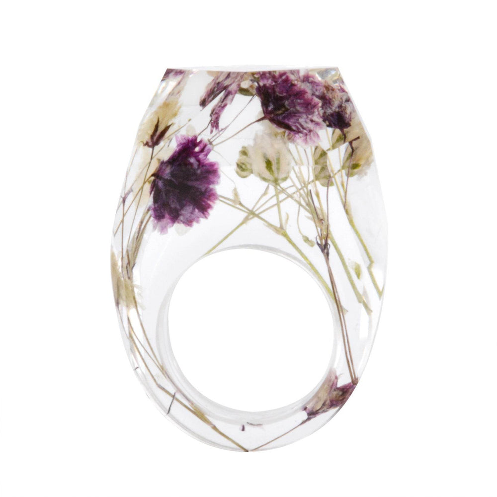 Dried Flower Resin Forest Handmade Dried Flower Epoxy Ring - EX-STOCK Canada