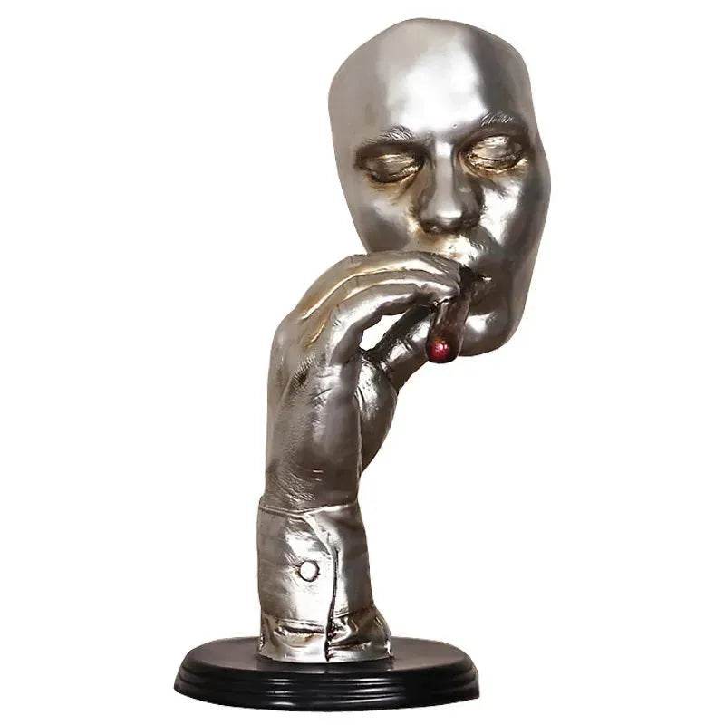 Retro Meditators Abstract Sculpture Man Smoking Cigar Face Statue. - EX-STOCK Canada