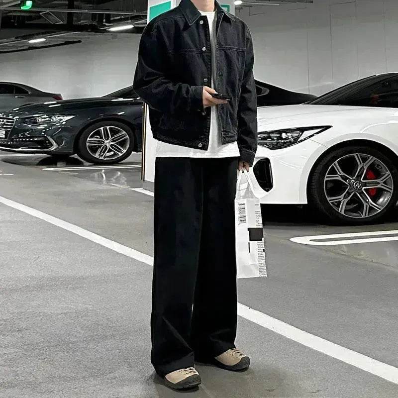 Men's Black Denim Jacket Distressed Short Top Black Jeans Jacket for men - EX-STOCK Canada