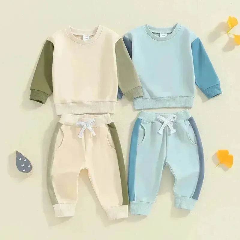 Two piece for boys Color Matching Long-sleeve Sweater Set - EX-STOCK Canada