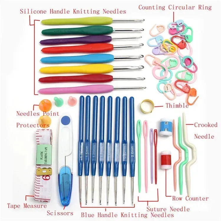 Crochet Set Handmade Wool Crochet Crochet Tool Set Combination Bag Metal Aluminum Yarn Needle - EX-STOCK CANADA