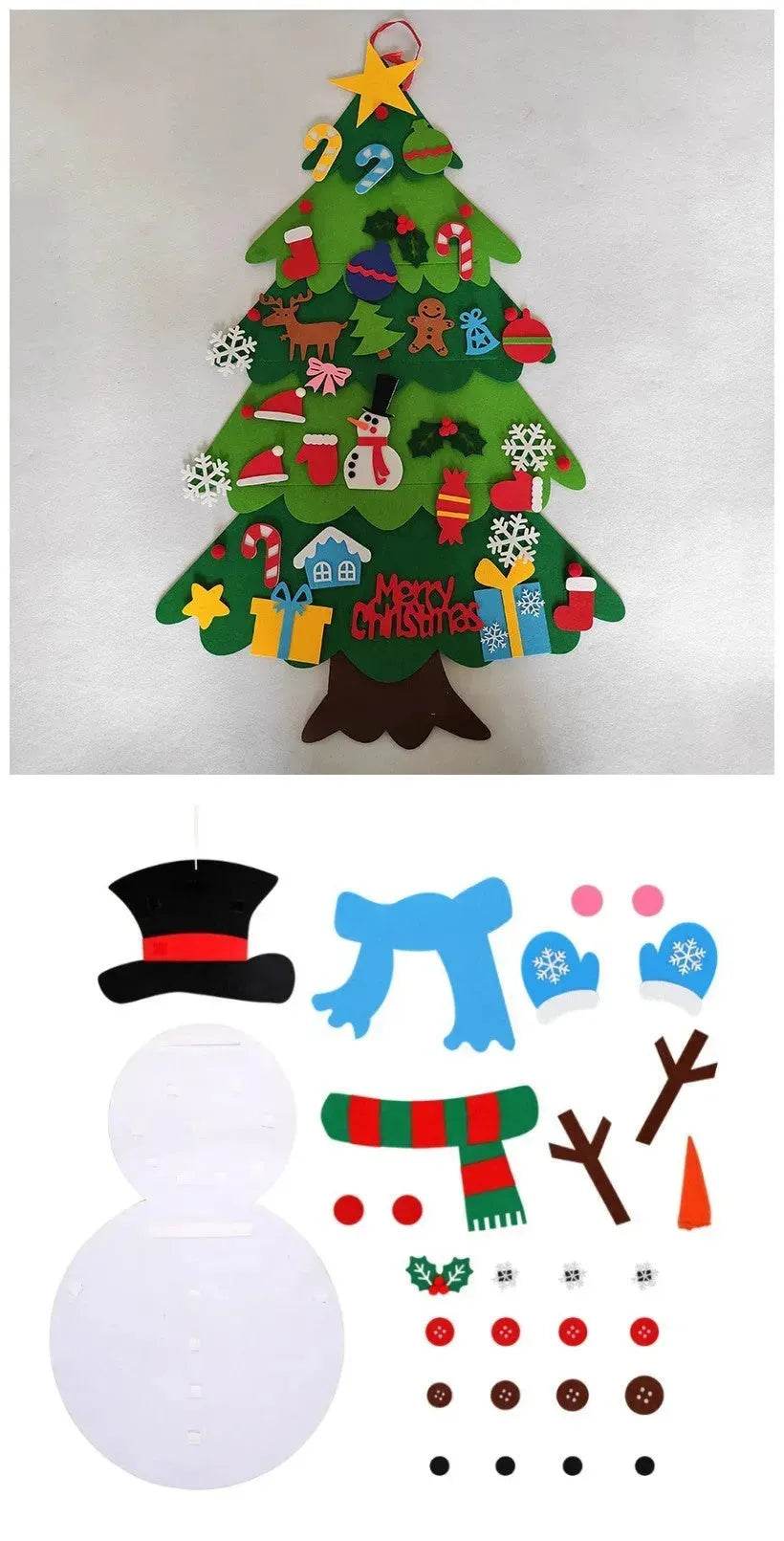 DIY Felt Christmas Tree New Year Toddler Kids Handmade Gift Toys Door Wall Hanging Ornaments Holiday Party Home Decor Set - EX-STOCK Canada