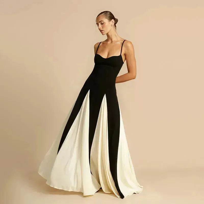 Luxury Women Sleeveless Color Contrast Sling Dress for Wedding Cocktail Evening Party events - EX-STOCK Canada