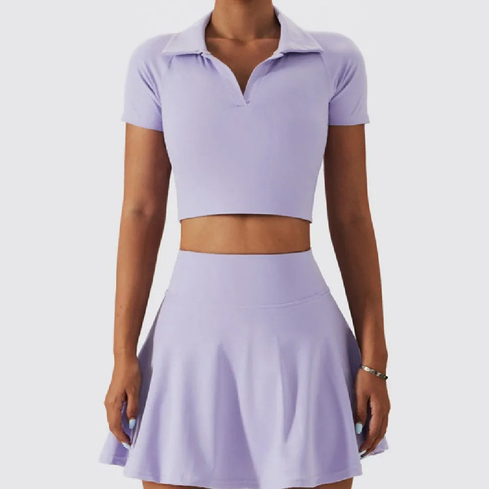 2pcs Tennis Skirt set Sports Skort Workout Exercise Outfit - EX-STOCK CANADA