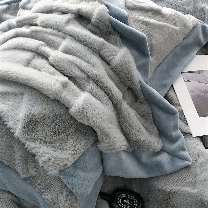 A Four Piece Set Of Rabbit Hair And Milk Velvet Duvet Cover On A Baby Plush Bed EX-STOCK Canada