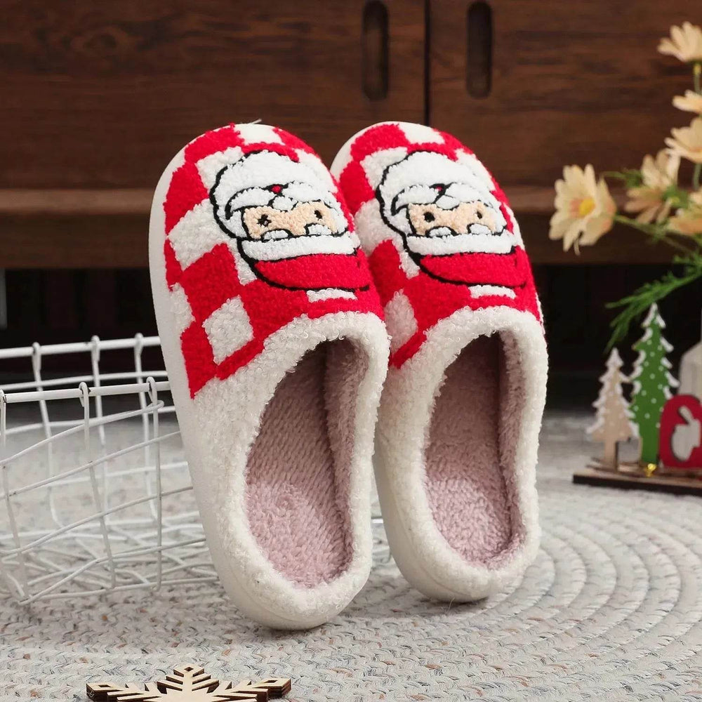 New Christmas Plaid Santa Claus Slippers Winter Indoor Non-slip Floor Bedroom Fuzzy House Shoes For Women Home Slipper - EX-STOCK Canada
