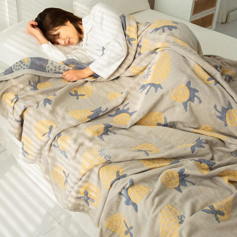 Cotton Four-layer Gauze Towel Blanket Air Conditioning Blanket Thin Duvet EX-STOCK Canada