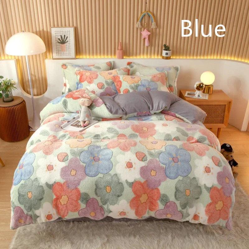 Coral Fleece Duvet Cover Sheet Flannel Pillowcase EX-STOCK Canada