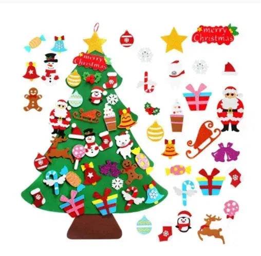 DIY Felt Christmas Tree New Year Toddler Kids Handmade Gift Toys Door Wall Hanging Ornaments Holiday Party Home Decor Set - EX-STOCK Canada